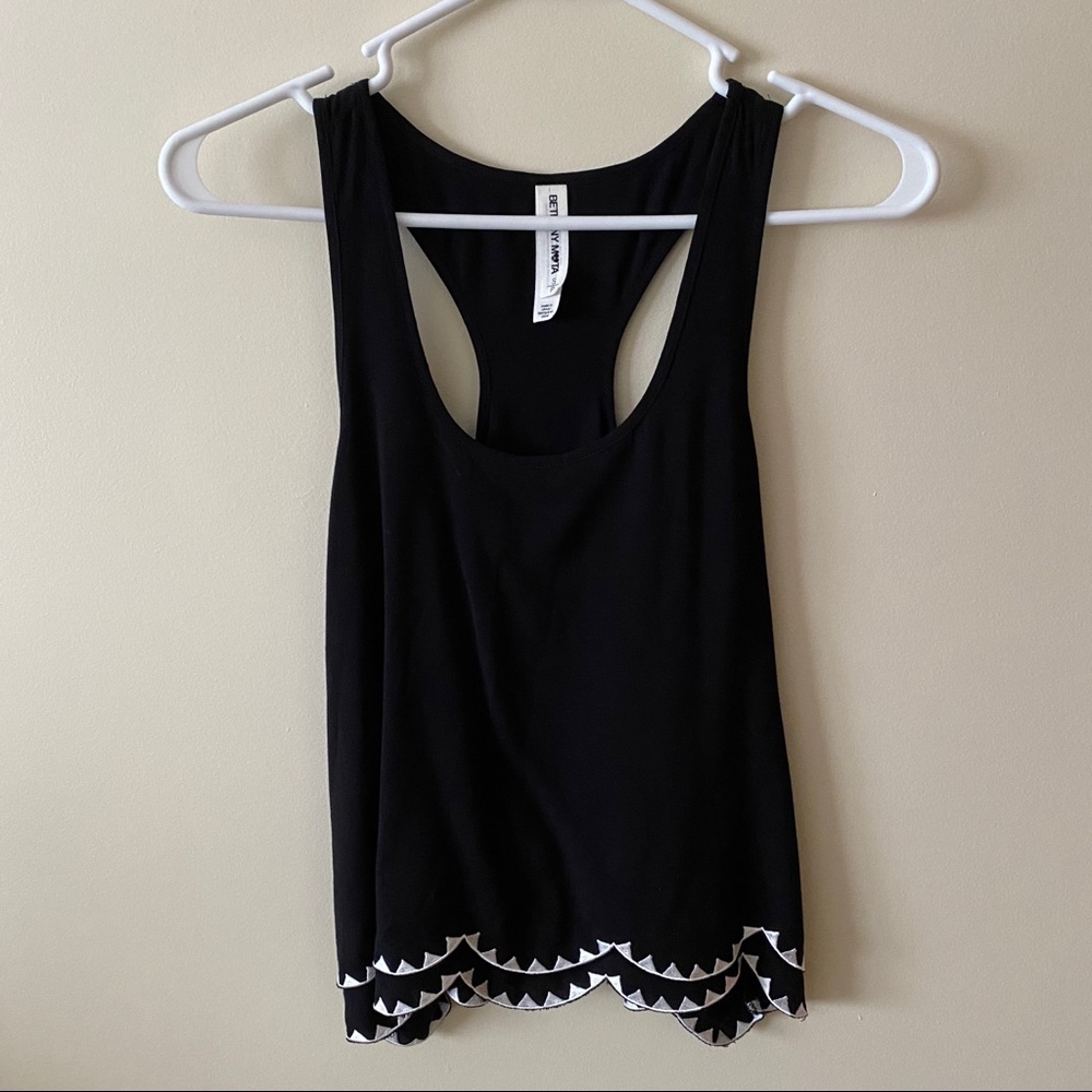 Black Scallop Layered Racerback Tank Top